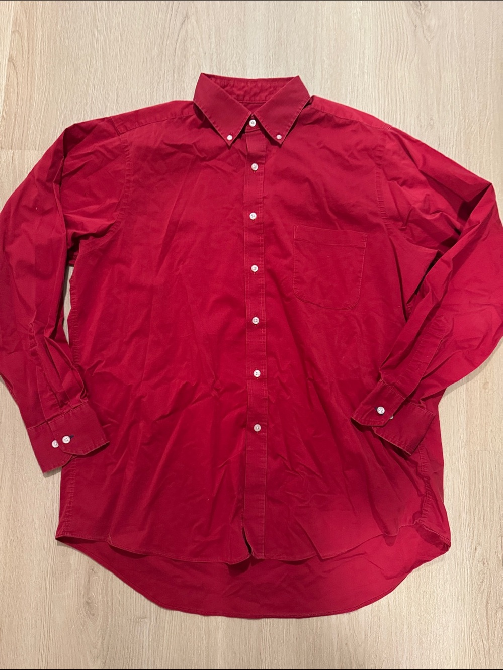 Izod Red Button-Down Long-Sleeve Dress Shirt
